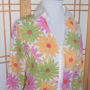 NARA CAMICIE Womens Floral Zip Front Long Sleeve